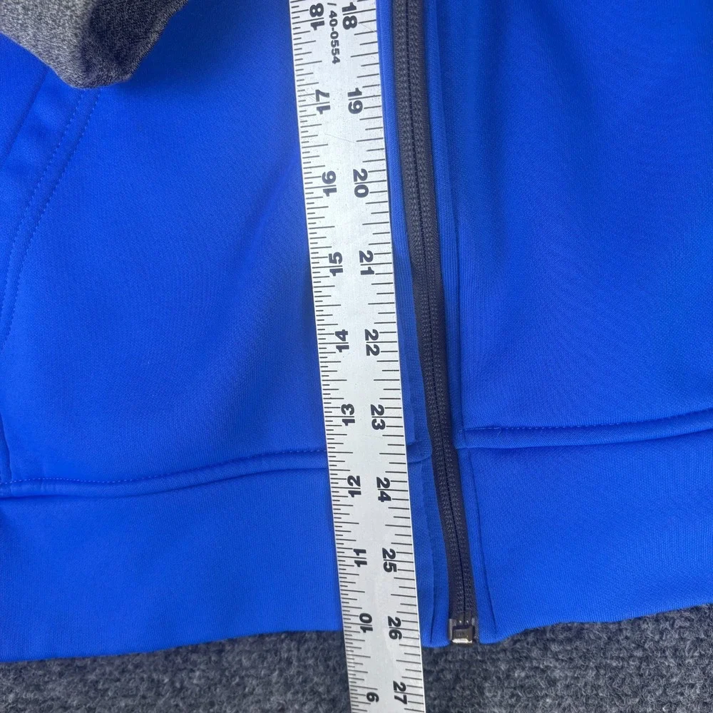 Adidas Climawarm Hoodie Men Medium Blue Gray Fleece Lined Raglan Sleeve Full Zip